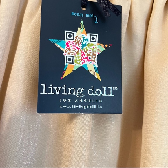 NWT Festival Mini Skirt Champagne/Gold Med Sheer Tulle Overlay Made in USA - Picture 4 of 4